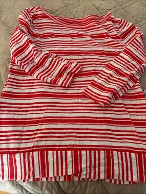 Talbots Red and White Striped Knit Top